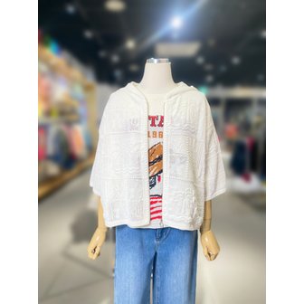 베네통 [여주점] 메쉬 자카드 크롭 니트 가디건 (BAKCA6631)