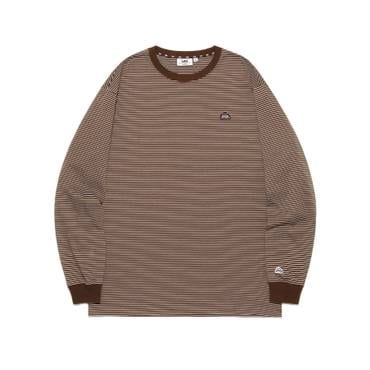 LEE 베이직 스트라이프 긴팔 티셔츠 브라운 LE2503LT04BR