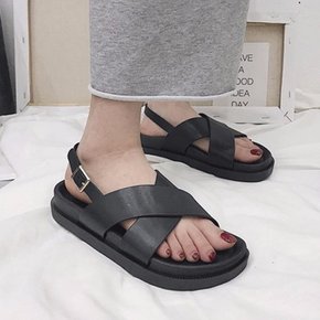 [옷자락] 여자 데일리 편안한 엑스 스트랩 샌들