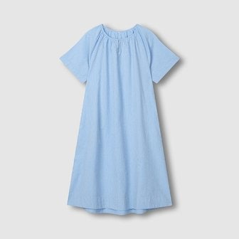 JAJU 여 코튼 시어서커 반팔 파자마 원피스 J206203075054