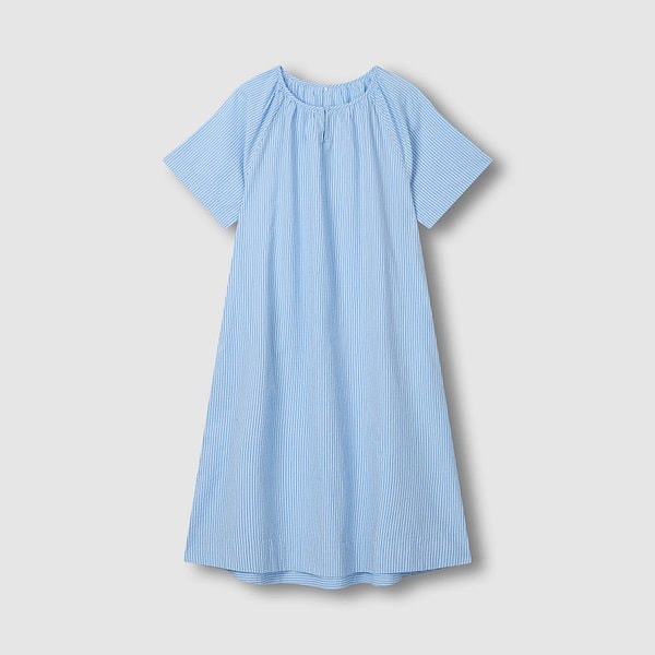 여 코튼 시어서커 반팔 파자마 원피스 J206203075054