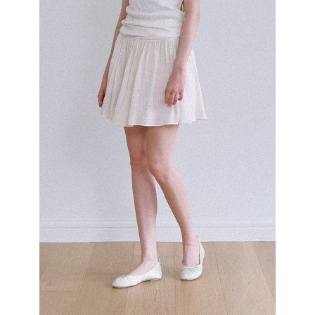 라미네즈 Shirring Flare Mini Skirt - Cream