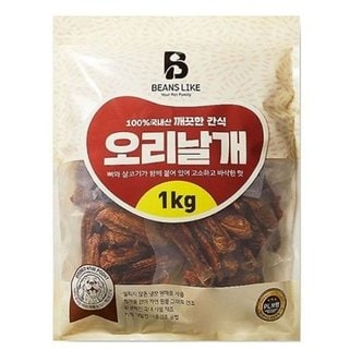  빈즈라이크 강아지 육포 사시미 간식 오리날개 1kg (WD29E24)