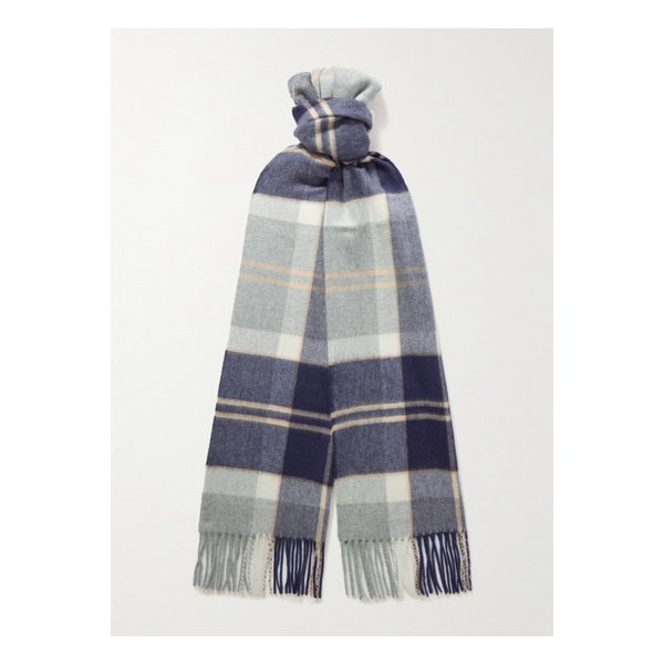 존스톤스 오브 엘긴 프린지 체크 캐시미어 스카프 46376663162948226