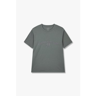 ARMANI EXCHANGE AX 남성 91로고 자수 코튼 티셔츠(A414130032)-다크 카키