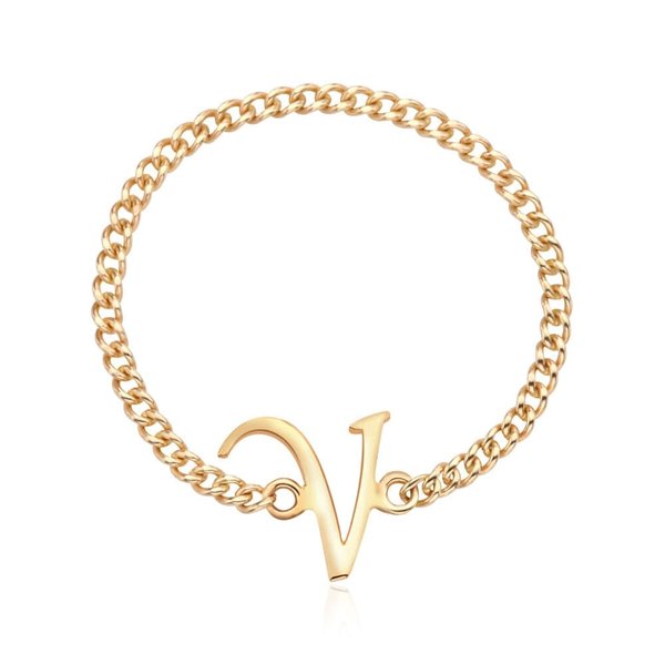 [비앤비골드] 18K 알파벳 V이니셜 레이어드 체인실반지 MPR38135