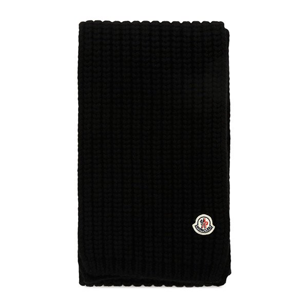 [부산점] 몽클레어 25FW 블랙 로고패치 울 캐시미어 머플러 3C00030 M4281 999