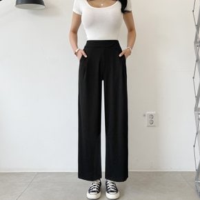 제이지컴퍼니 여성 스판 골지소재 키작녀추천! 핀턱 와이드 밴딩 팬츠