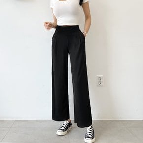 제이지컴퍼니 여성 스판 골지소재 키작녀추천! 핀턱 와이드 밴딩 팬츠