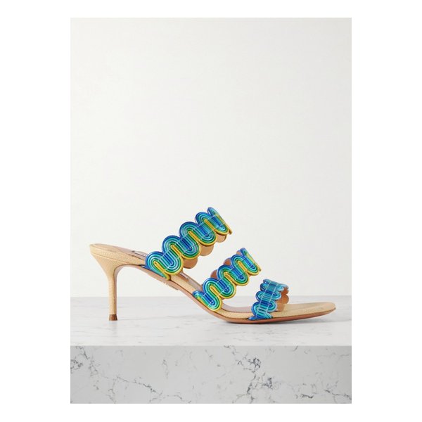 웨이비 메탈릭 가죽 뮬 65mm 블루 1647597337417324