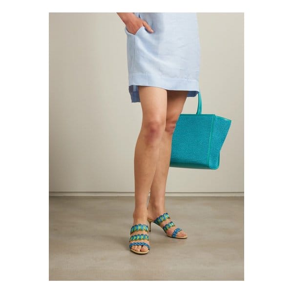 웨이비 메탈릭 가죽 뮬 65mm 블루 1647597337417324