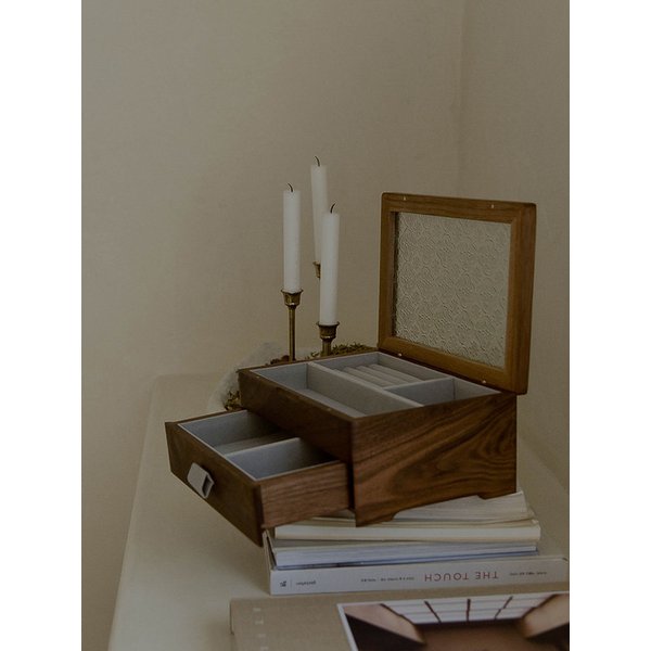 2단 무늬유리 보석함 Pattern glass drawer jewelry box
