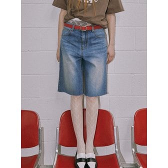 미치코런던 WASHED HALF DENIM PANTS VINTAGE BLUE_UNISEX