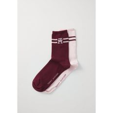 5187734 Tommy Hilfiger WOMAN SOCK MONOGRAM 2 PACK - Socks pink/bordeaux