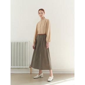 A LINE PINTUCK COTTON SKIRT(ash forest)