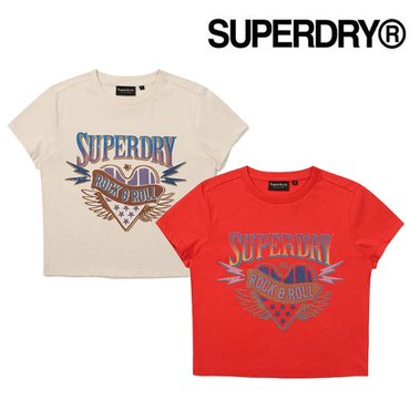 SUPERDRY W 크롭 하트 하프 티셔츠(SDFSHDO40)