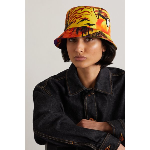 + 8 Palm Angels Reversible Appliquéd Printed Shell Bucket Hat 오렌지