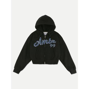 Denim AMBLER Crop Zip up Hoodie jacket AHCZ101 (Black)