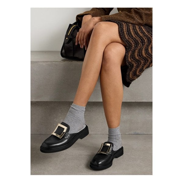 비브 레인저 장식 가죽 슬리퍼 블랙 1647597354948730