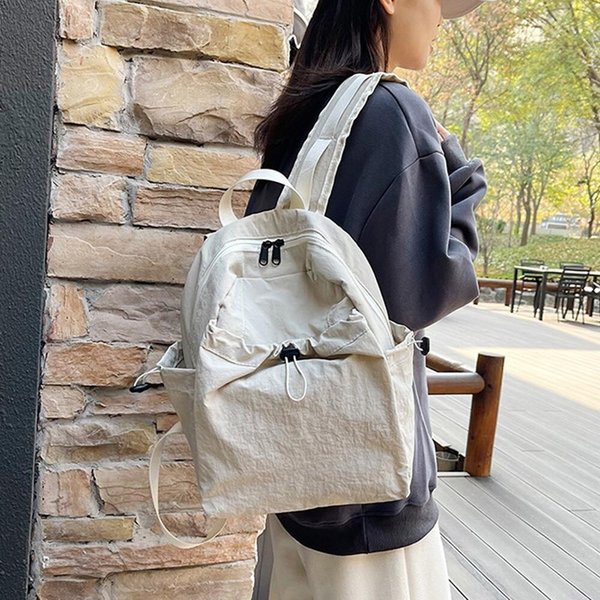 [옷자락] 여자 학생가방 조임끈 스트링 무지컬러 캐주얼 백팩