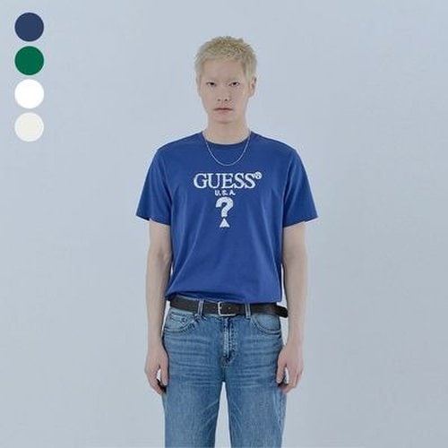 진 남성 라운드넥 로고 반팔티 남여공용 발포 무테삼각 반팔 티셔츠