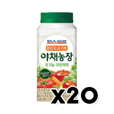  파스퇴르 유기농 야채농장 과일야채 주스 190ml x 20개