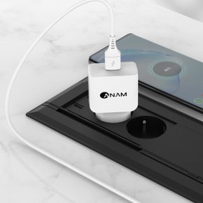 QC 3.0 USB 1포트 충전기 화이트 C타입 케이블 포함 급속 고속 가정용 멀티 어댑터