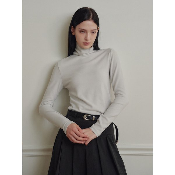 Brushed Turtleneck T-shirt_Light Grey
