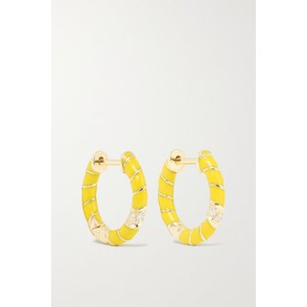 YVONNE LEON PARIS 9-karat Gold, Enamel And Diamond Hoop Earrings 골드