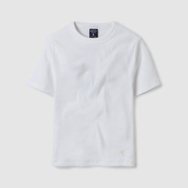 후아유 Ribbed Short Sleeve T-shirt  WHRAE2329F