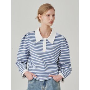 Stripe Puff Long Sleeve T-Shirts -Sky Blue