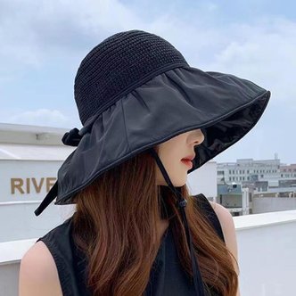 신세계라이브쇼핑 [옷자락] 여자 여름 제주도룩 리본 비치 니트 챙 모자 버킷햇