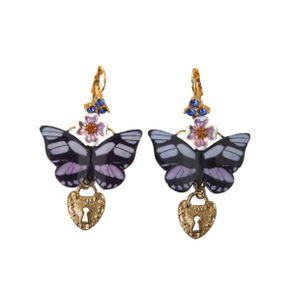 5386078 Dolce  Gabbana Crystal Butterfly Heart Locket Womens Earrings