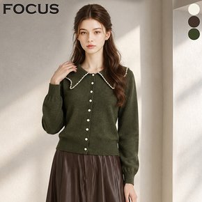 페미닌 배색 플랫 카라 가디건_VFI6F1KC4641