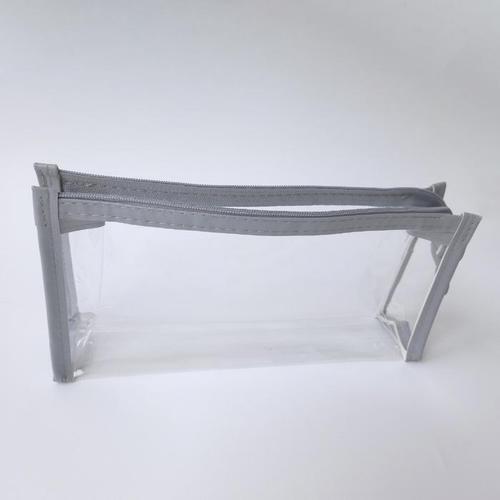투명 파우치 그레이 PVC 스탠딩 필통 펜슬케이스(1)