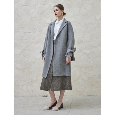 MAISON DE INES HANDMADE RIBBON SLEEVED SINGLE COAT_SKY BLUE