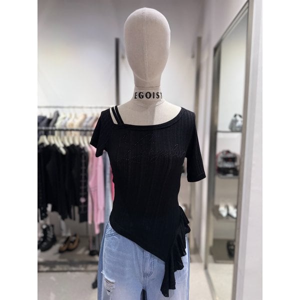 [여주점] 레터링 언발란스 원오프숄더 티셔츠  ES2OTH64