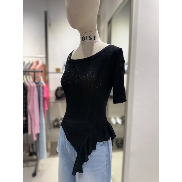 [여주점] 레터링 언발란스 원오프숄더 티셔츠  ES2OTH64