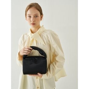 padding silk squre tote bag - BLACK