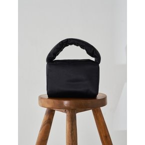 padding silk squre tote bag - BLACK