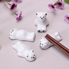 곰돌이 캐릭터 숟가락 젓가락 스푼 수저 받침 받침대 거치대 4종se...