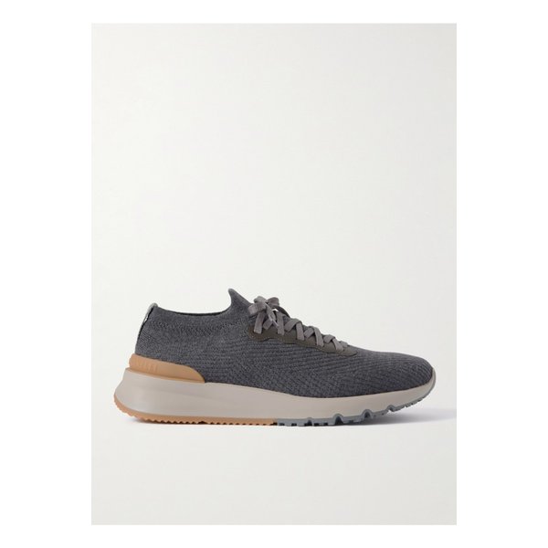 브루넬로쿠치넬리 가죽 트림 스트레치 니트 스니커즈 46376663162896162