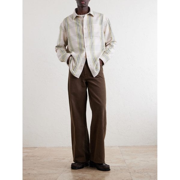 스냅 피 체크 울 실크 캐시미어 블렌드 오버셔츠 46376663163043883