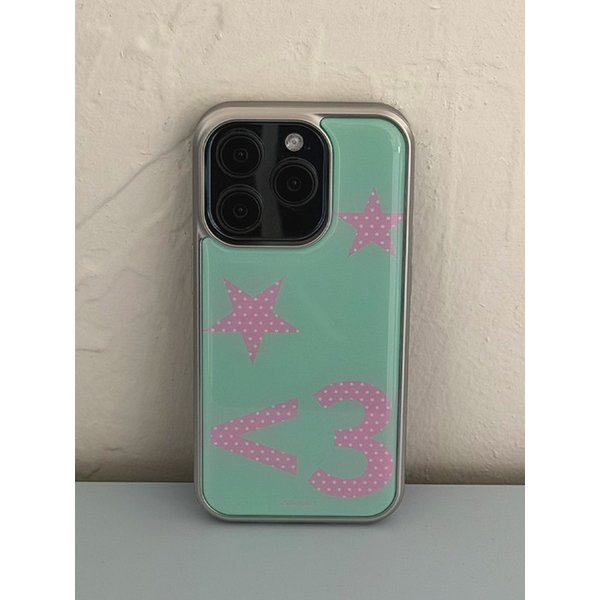 실버 에폭시 범퍼 폰케이스 - Lov3(mint)