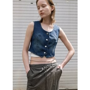 (VT-0263)REDUN DENIM CROP VEST