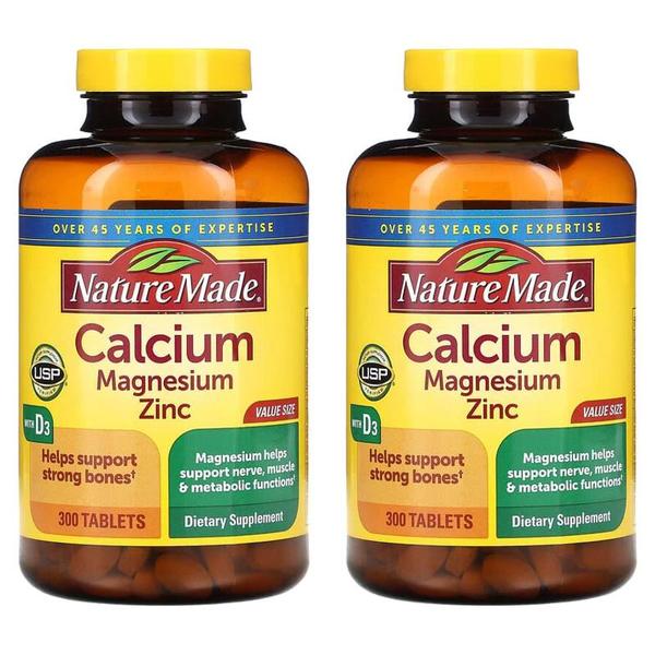[해외직구] Nature Made 네이처메이드 칼슘 마그네슘 아연 비타민D 300정 2팩 Calcium Magnesium Zinc with Vitamin D3 -- 300 Tablets