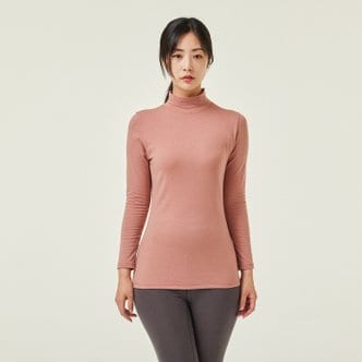 JAJU *정상가 25,900원*여 JAJU HEAT_코튼 모크넥 티셔츠_CORAL