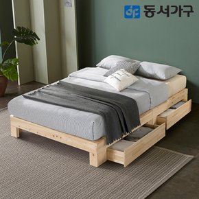 힐링 편백나무 평상형 서랍 슈퍼싱글 SS 침대+필로우탑 9존독립 매트리스 DF642804