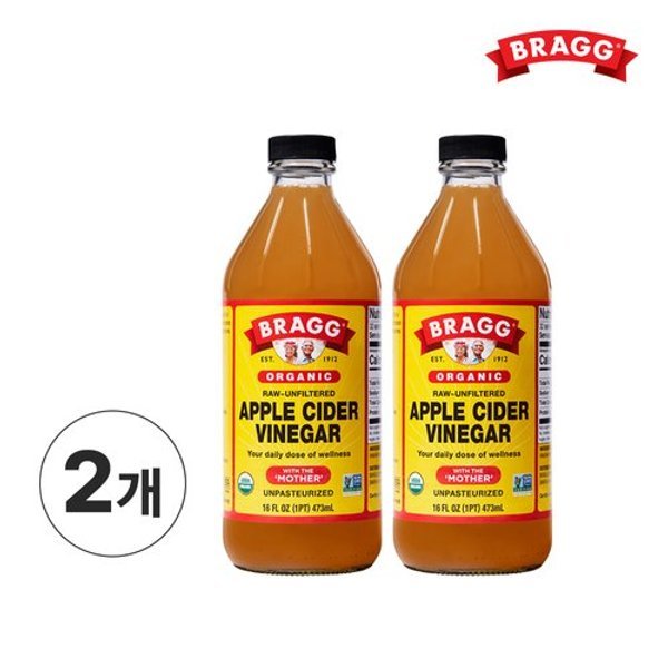 애사비 유기농 사과식초 473ml 2병 (애플사이다 비니거)
