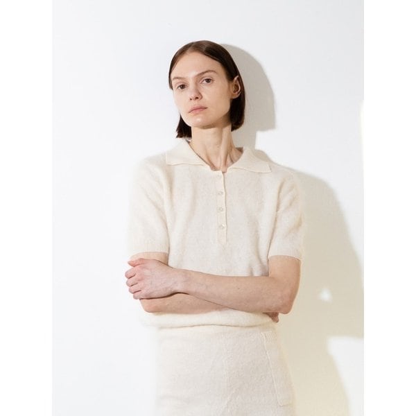 Brushed Polo Shortsleeve_Ivory